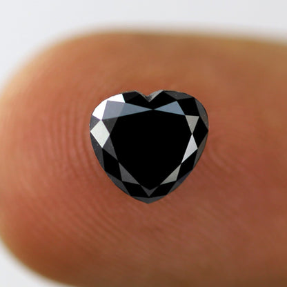 1.61 Carat Loose Natural Heart Shape Fancy Black Color Diamond 7.5 x 7.7 x 3.6 MM AAA Quality Black Diamond Vintage Engagement Ring - Blackdiamond