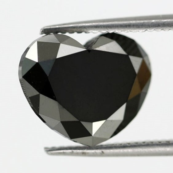 3.46 Carat Heart Shape Rose Cut Diamond Faceted Polished Treated Black Ethically Sourced Diamond For Engagement Ring - Blackdiamond