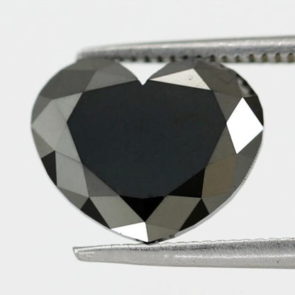 3.46 Carat Heart Shape Rose Cut Diamond Faceted Polished Treated Black Ethically Sourced Diamond For Engagement Ring - Blackdiamond