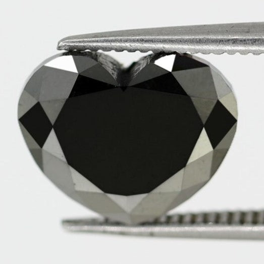 3.46 Carat Heart Shape Rose Cut Diamond Faceted Polished Treated Black Ethically Sourced Diamond For Engagement Ring - Blackdiamond