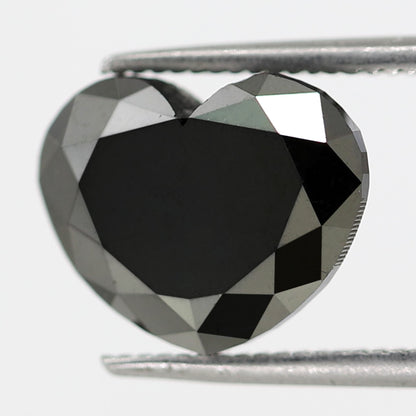 3.46 Carat Heart Shape Rose Cut Diamond Faceted Polished Treated Black Ethically Sourced Diamond For Engagement Ring - Blackdiamond