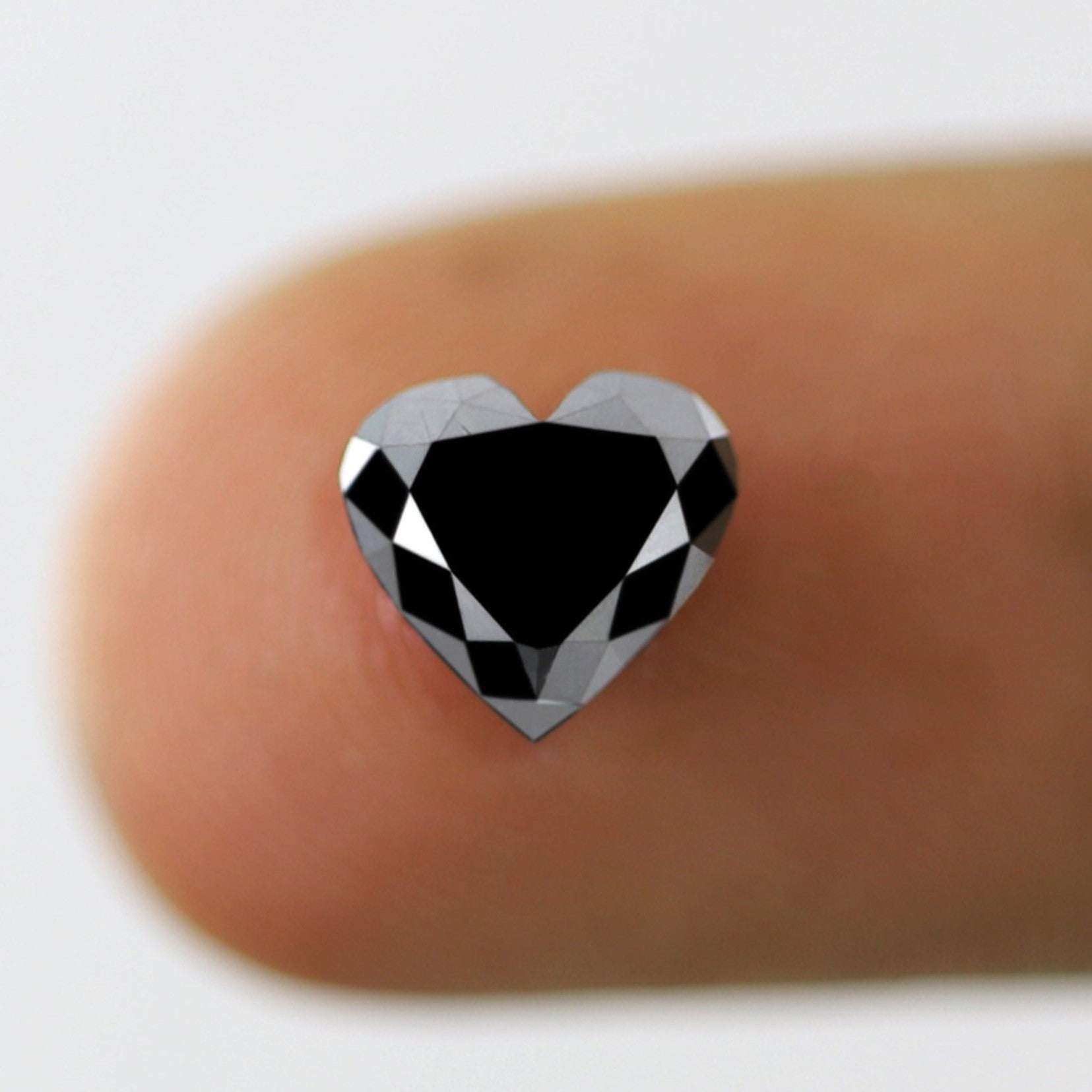 Perfect Heart Shape Black Diamond 2.86 Carat Heated Black Color Loose Natural Black Diamond Custom Bespoke Design Engagement Ring - Blackdiamond