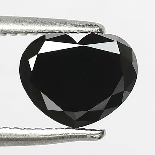 0.86 Carat Heart Shape Black Loose Diamond 5 MM Heated Black Color Diamond For Pendant
