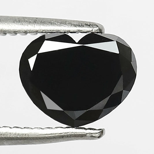 0.86 Carat Heart Shape Black Loose Diamond 5 MM Heated Black Color Diamond For Pendant - Blackdiamond