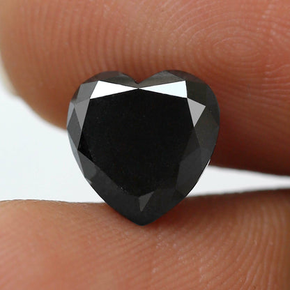 2.29 Carat Heart Shape AAA Quality Black Diamond 8 MM Black Color Natural Loose Diamond For Engagement Ring 14k - Blackdiamond