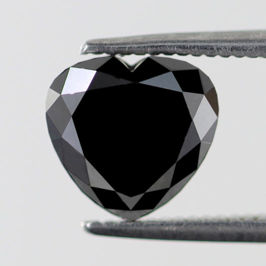 1.61 Carat Loose Natural Heart Shape Fancy Black Color Diamond 7.5 x 7.7 x 3.6 MM AAA Quality Black Diamond Vintage Engagement Ring