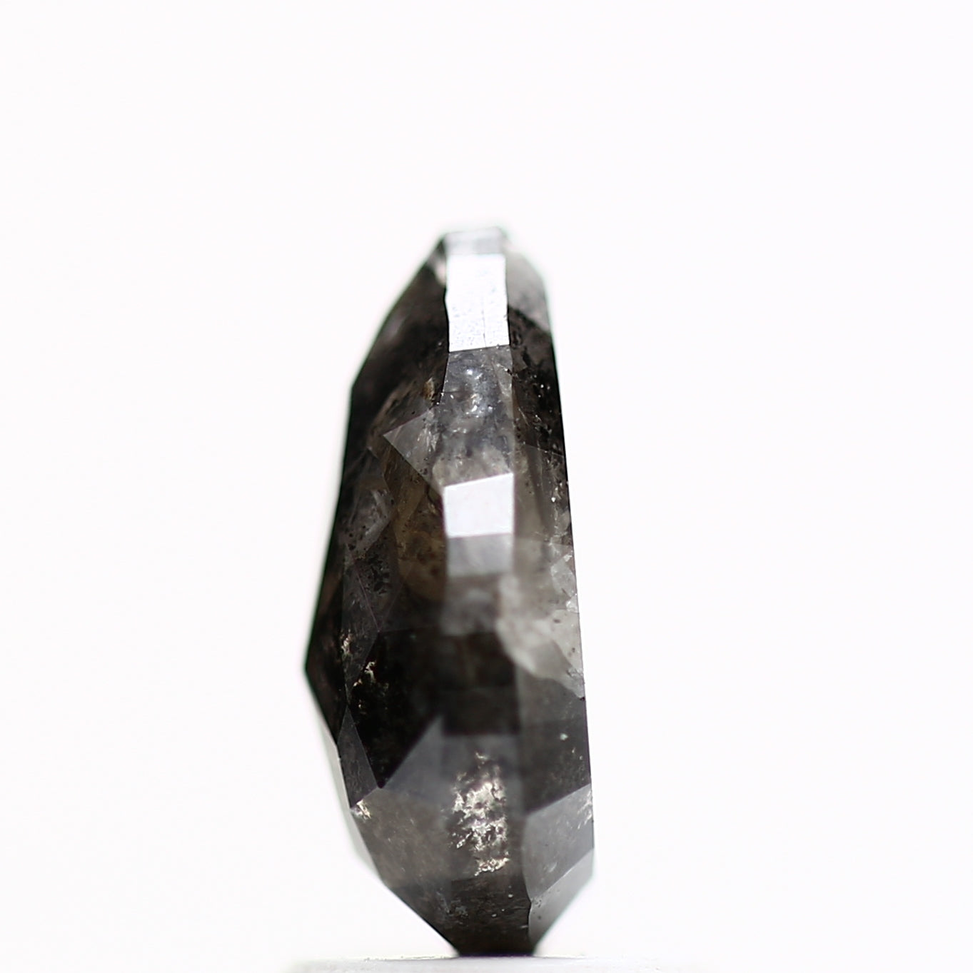 2.24 Carat Natural Rose Cut Fancy Black Salt Pepper Pear Diamond For Ring