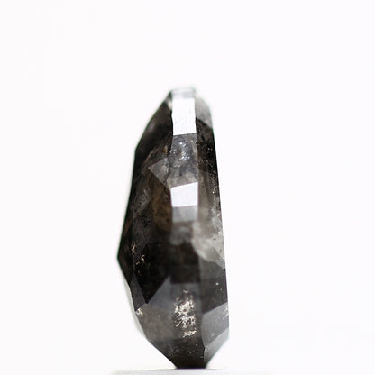 2.24 Carat Natural Rose Cut Fancy Black Salt Pepper Pear Diamond For Ring