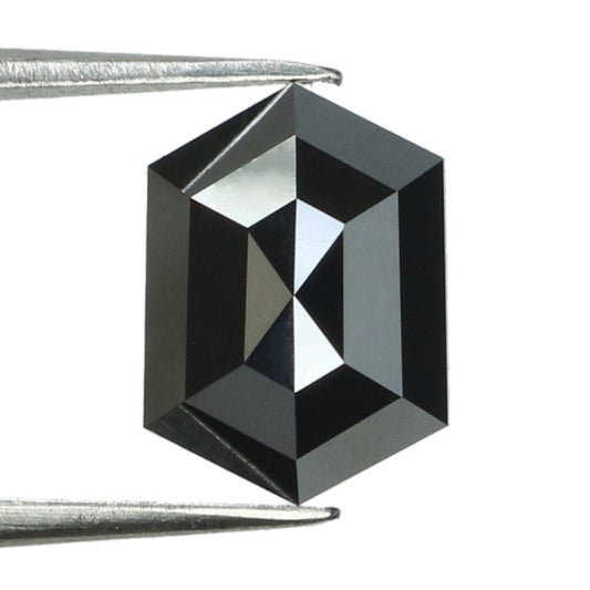 2.50 Carat AAA Quality Elongated Black Diamond Hexagon Step Cut For Engagement Ring Design