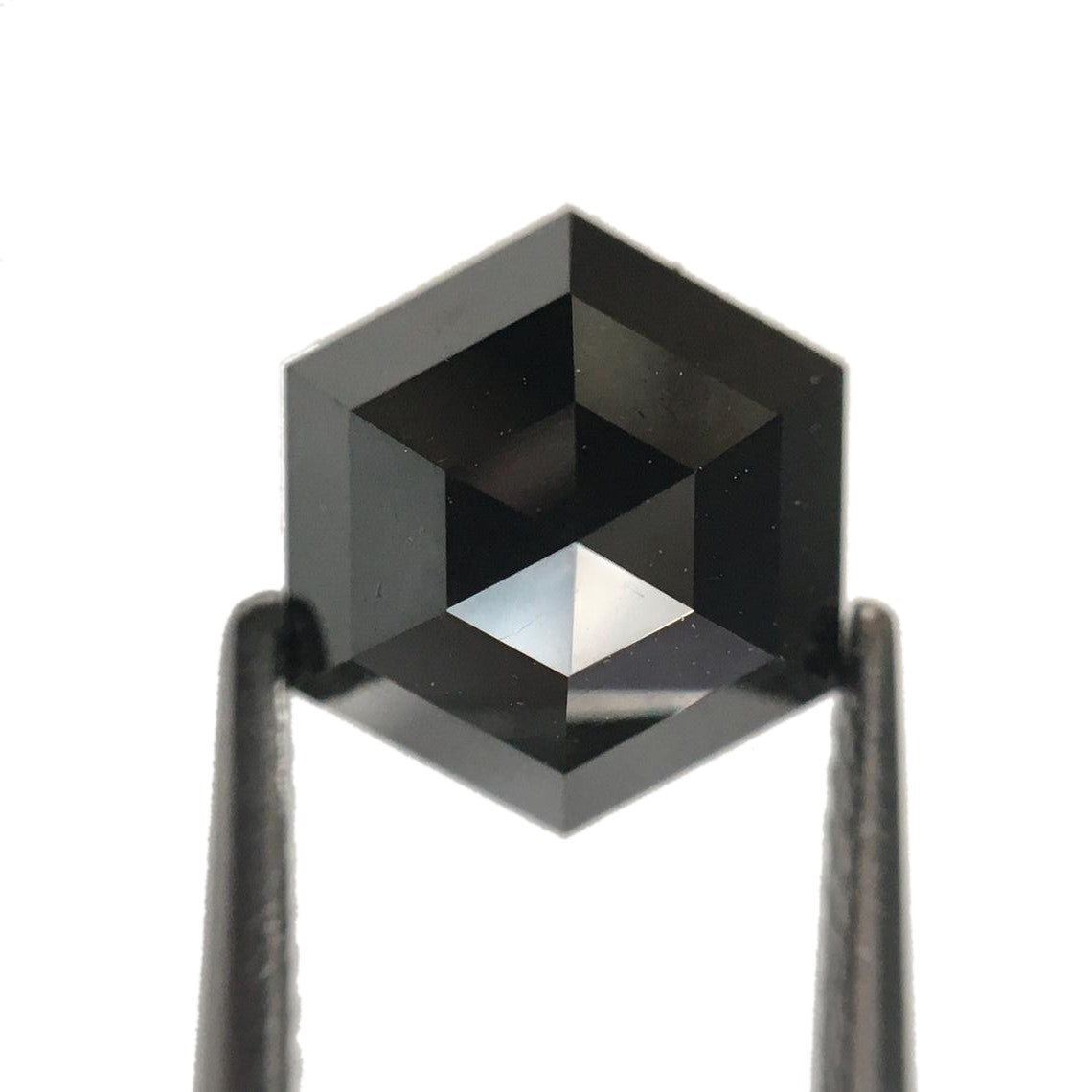 9.8 x 9.8 MM Hexagon Shape Black Diamond 3.31 Carat Heated Half Step Cut AAA Quality Natural Loose Ethically Sourced Diamond - Blackdiamond