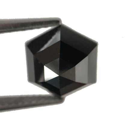 9.8 x 9.8 MM Hexagon Shape Black Diamond 3.31 Carat Heated Half Step Cut AAA Quality Natural Loose Ethically Sourced Diamond - Blackdiamond