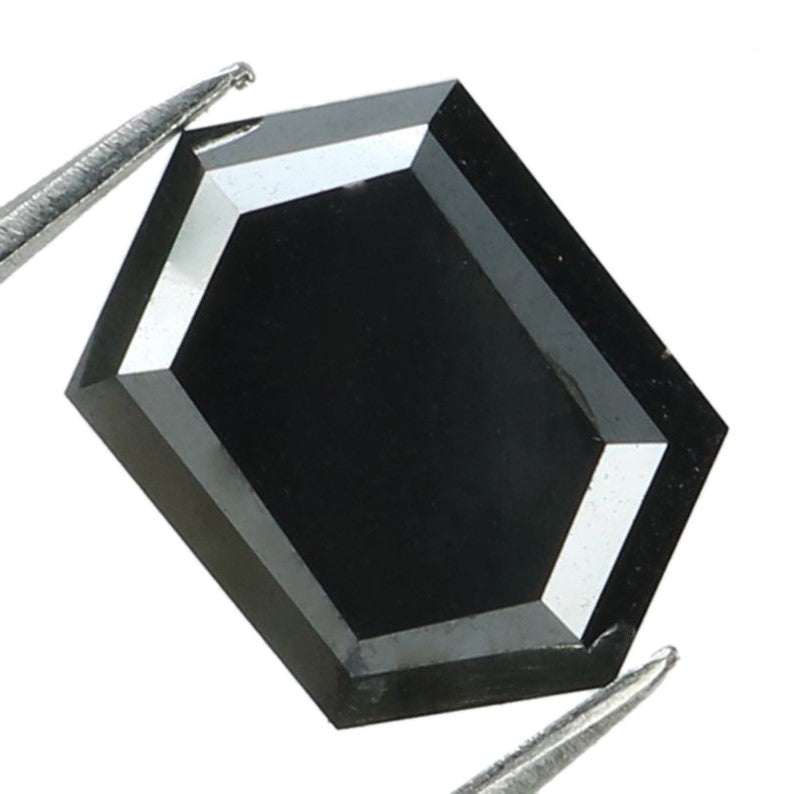 2.50 Carat AAA Quality Elongated Black Diamond Hexagon Step Cut For Engagement Ring Design - Blackdiamond