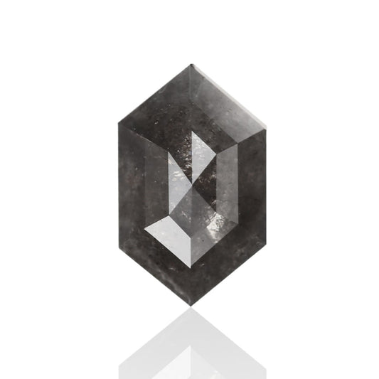 1.16 Carat 8.69 X 5.34 X 3.27 MM Natural Loose Hexagon Shape Gray Salt and Pepper Diamond