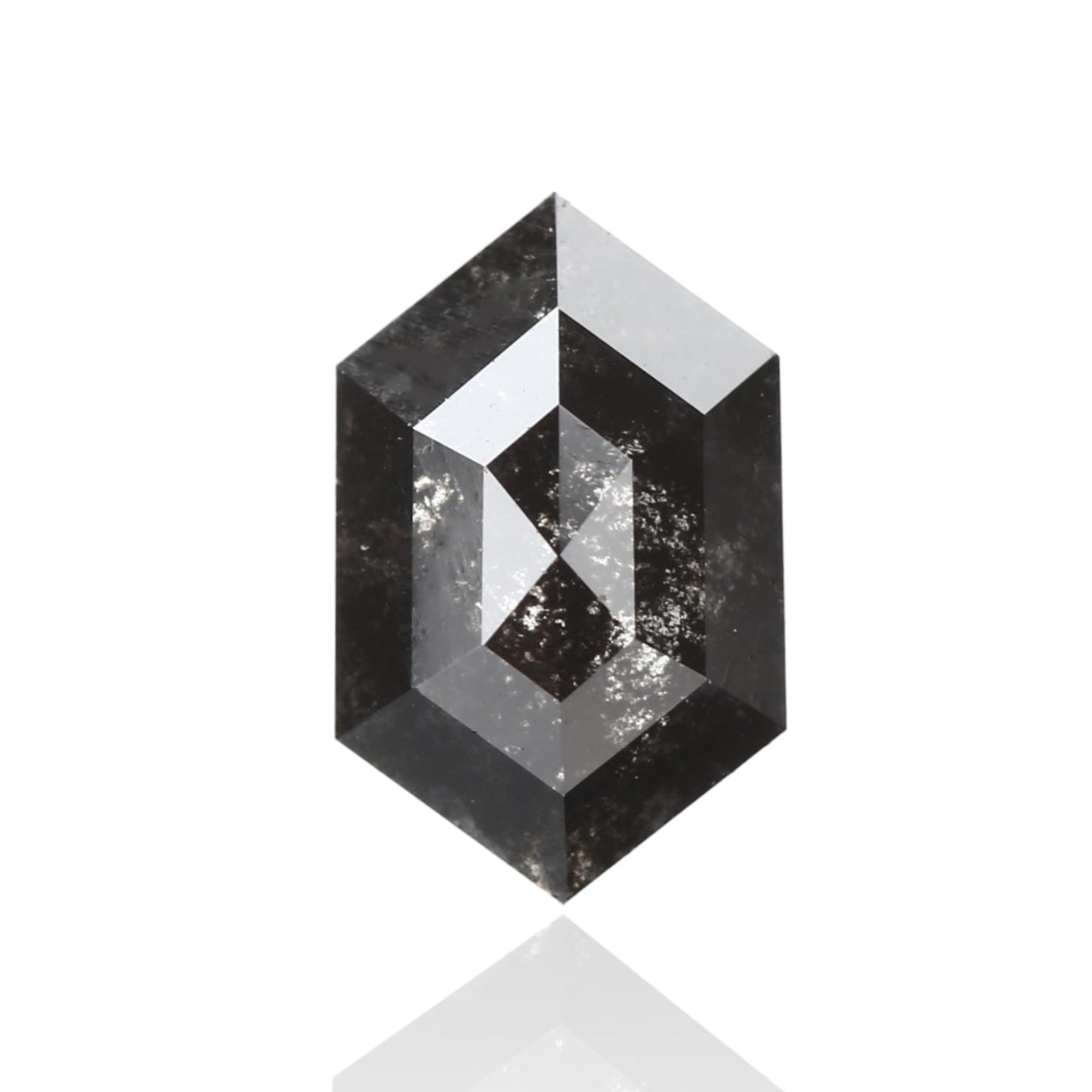 0.65 Carat 7.10 X 4.56 X 2.34 MM Natural Loose Hexagon Shape Black Salt and Pepper Diamond - Blackdiamond