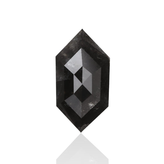 1.32 Carat 9.36 X 4.90 X 3.40 MM Salt and Pepper Hexagon Shape Black Natural Loose Diamond