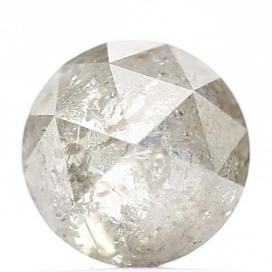 0.99 Carat 6.08 MM Natural Fancy Icy Gray Rose Cut Salt Pepper Diamond