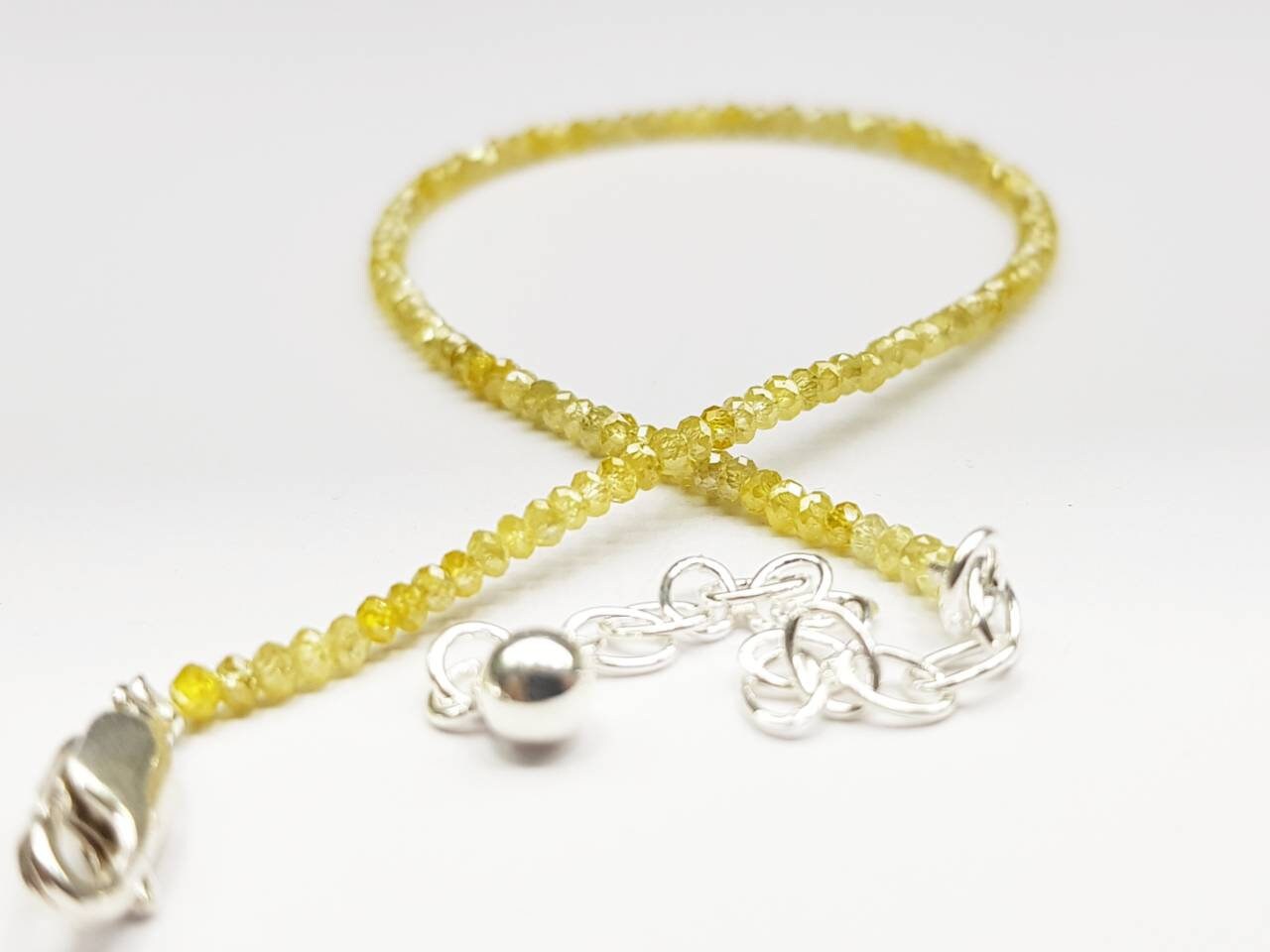 Diamond Beads 9 Carat Natural Yellow Beads Necklace Wt Silver Clap Anniversary Gift