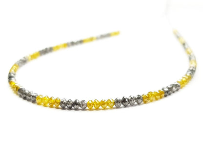 9 Carat Diamond Beads Necklace Yellow Fancy Gray Diamond 925 Silver Clap