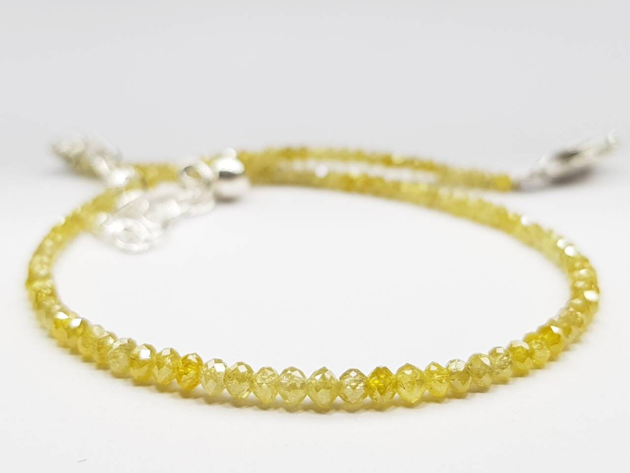 Diamond Beads 9 Carat Natural Yellow Beads Necklace Wt Silver Clap Anniversary Gift