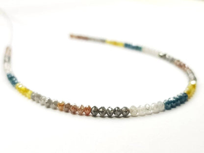 9 Carat Diamond Beads Necklace Fancy Blue Yellow Gray Natural Diamond 925 Silver Clap