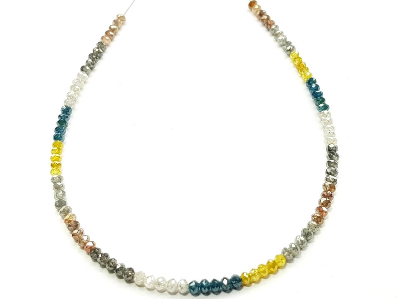 9 Carat Diamond Beads Necklace Fancy Blue Yellow Gray Natural Diamond 925 Silver Clap