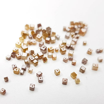 4 Carat Natural Brown Color Cube Diamonds Beads with Drilled Hole