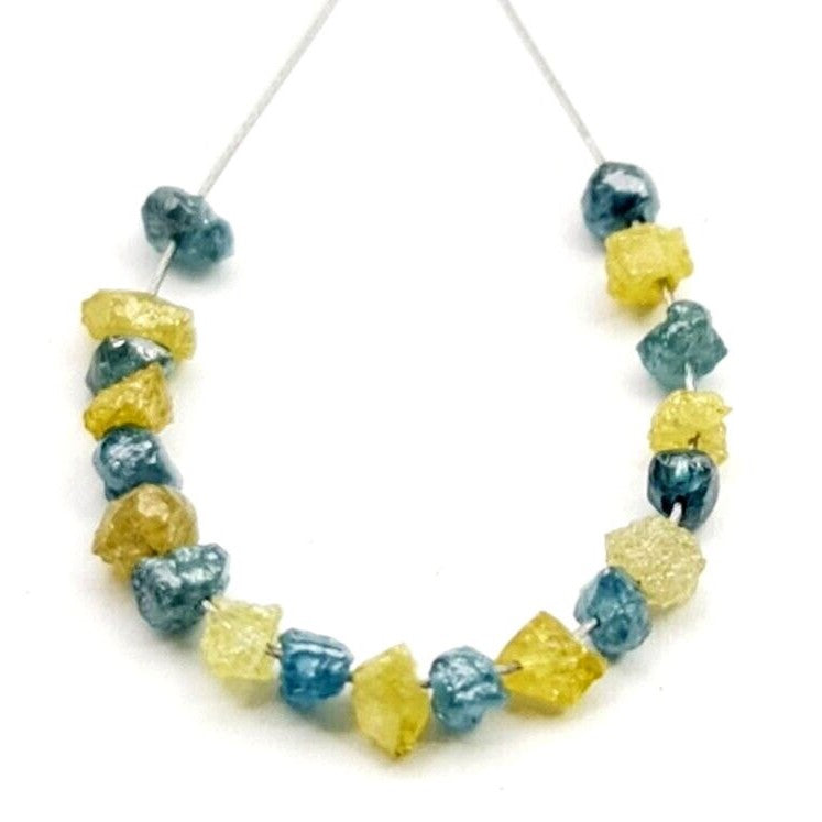 Fancy Blue Yellow Color Rough Natural Diamond Beads Bracelet Gift for Her