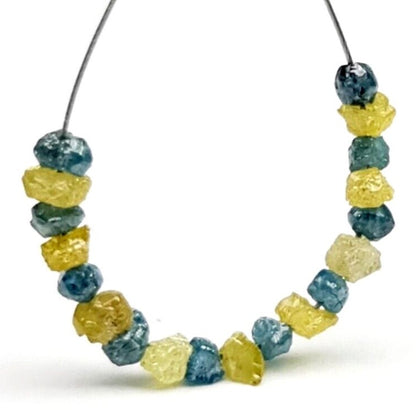 Fancy Blue Yellow Color Rough Natural Diamond Beads Bracelet Gift for Her