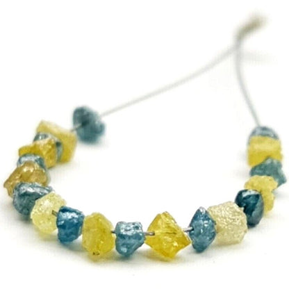 Fancy Blue Yellow Color Rough Natural Diamond Beads Bracelet Gift for Her