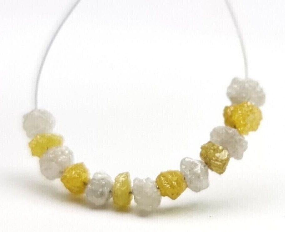 Rough Natural Yellow White Diamond Beads Bracelet 1.5 to 2 mm