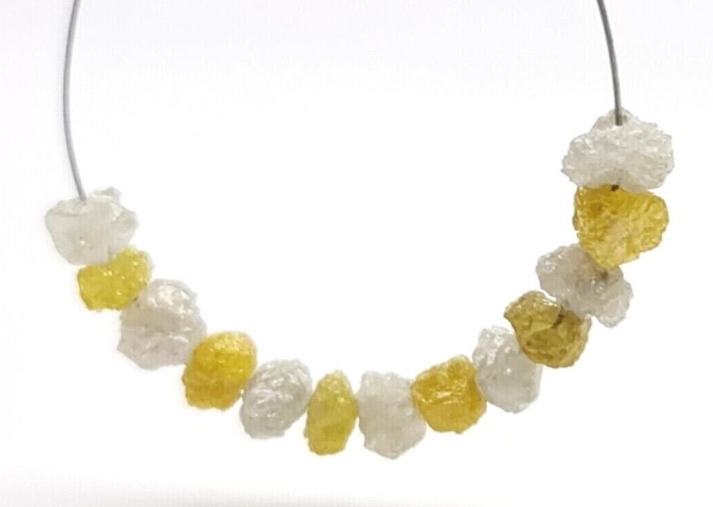 Rough Natural Yellow White Diamond Beads Bracelet 1.5 to 2 mm