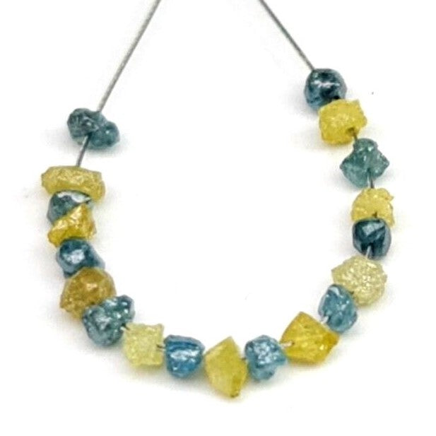 Fancy Blue Yellow Color Rough Natural Diamond Beads Bracelet Gift for Her