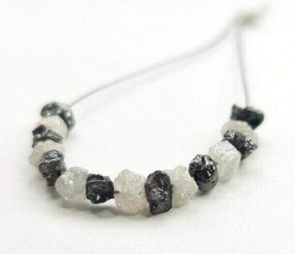 Rough Natural Black White Diamond Beads Bracelet Gift for Her 1.5 to 2 mm