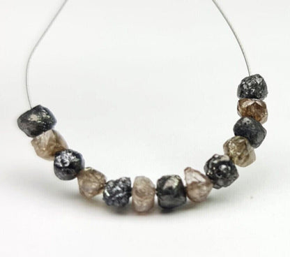 Rough Natural Brown Black Diamond Beads Bracelet Gift for Her 1.5 to 2 mm