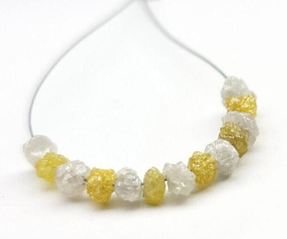 Rough Natural Yellow White Diamond Beads Bracelet 1.5 to 2 mm