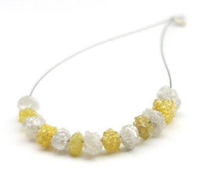 Rough Natural Yellow White Diamond Beads Bracelet 1.5 to 2 mm