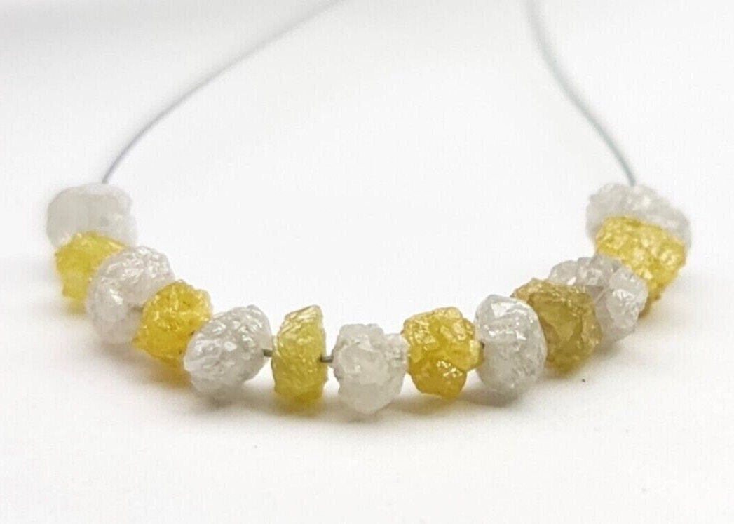 Rough Natural Yellow White Diamond Beads Bracelet 1.5 to 2 mm