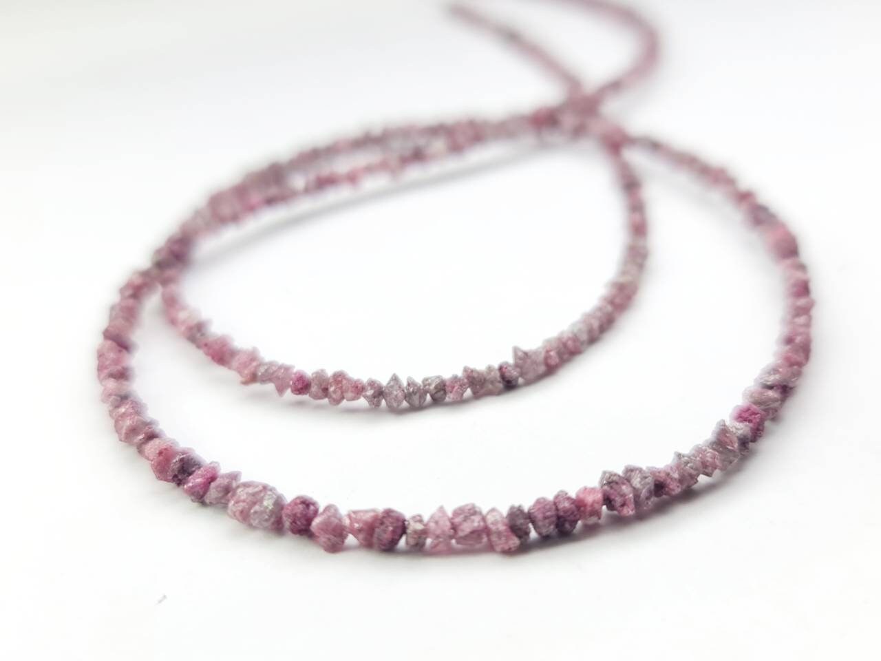 20 Carat Natural Pink Rough Diamond Beads 16" Strand Necklace Uncut Diamond Beads