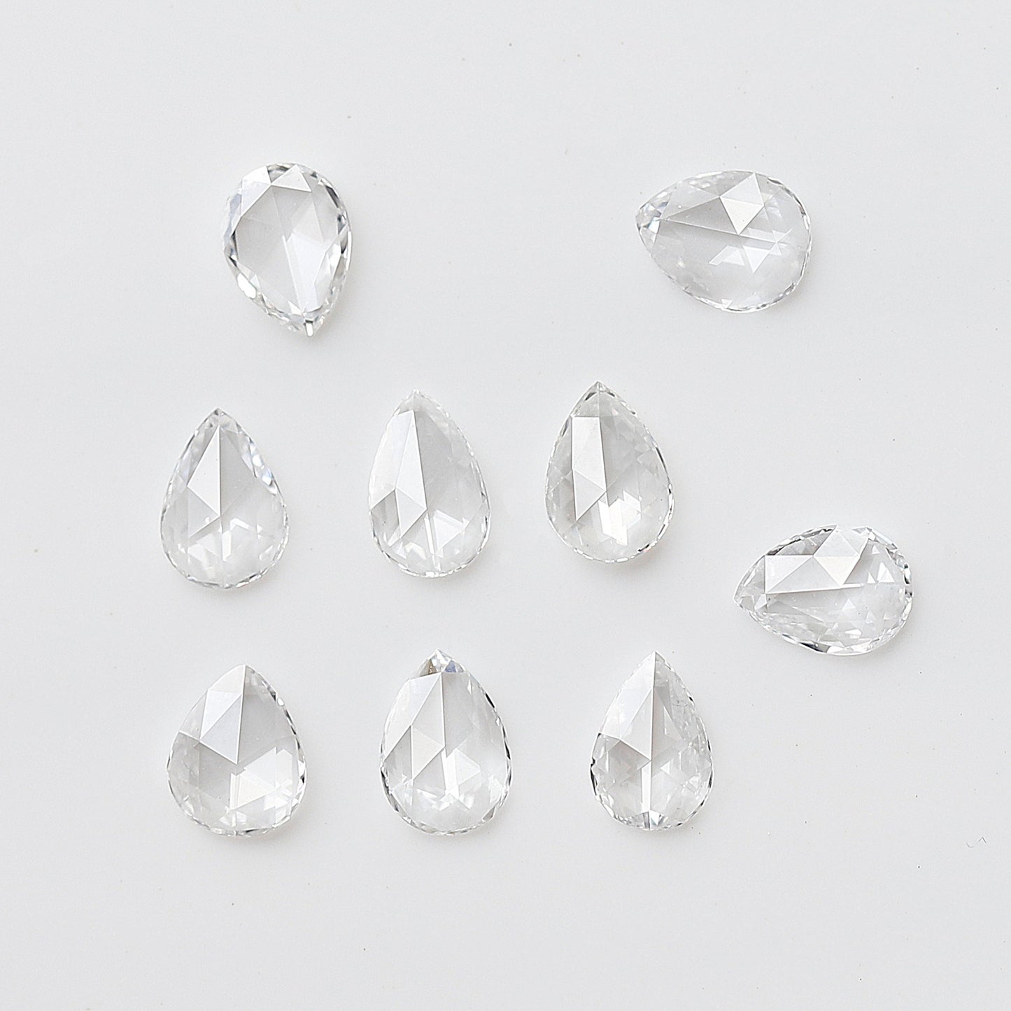 1.04 Carat White Pear Rose Cut FG Color VS Clarity 9 PCS