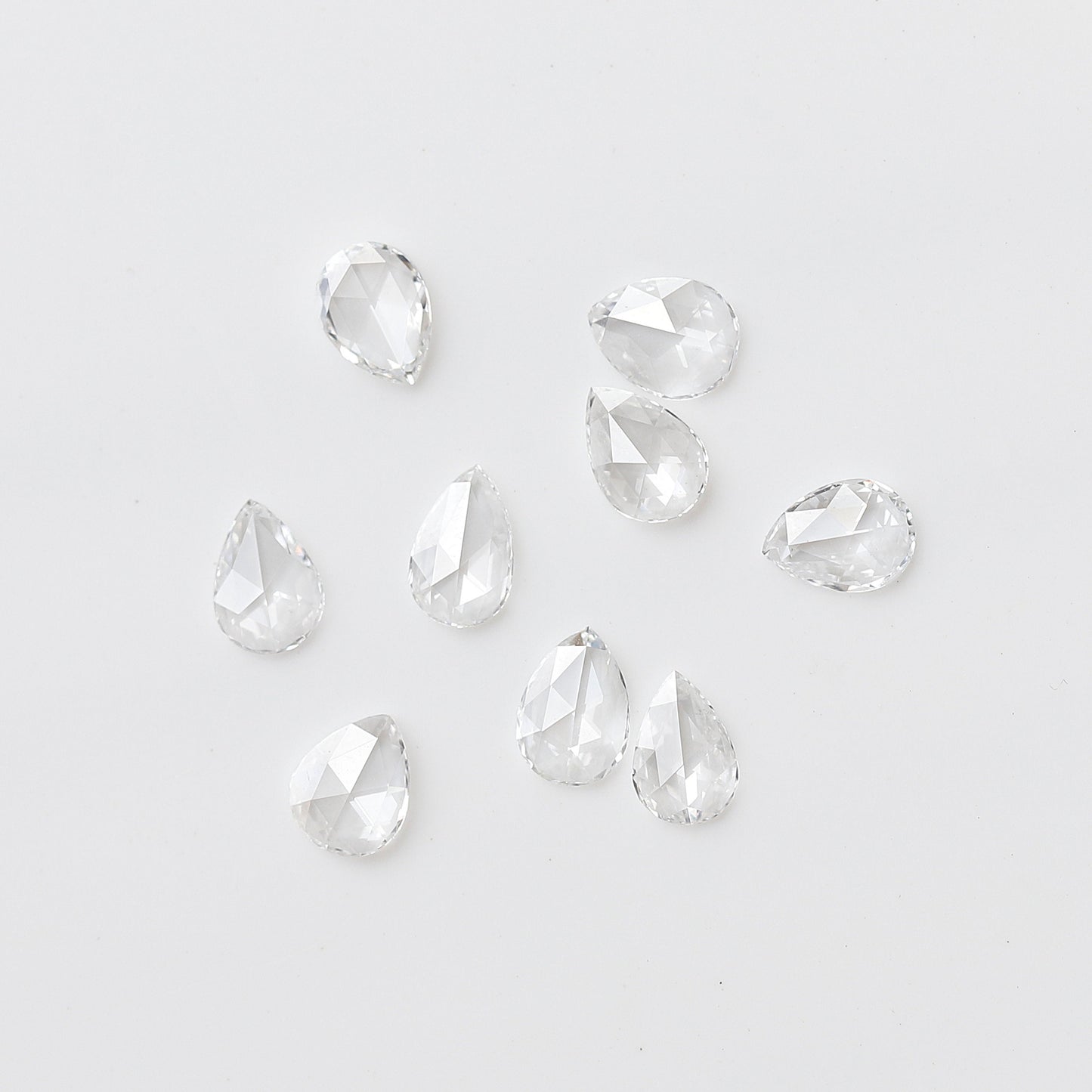 1.04 Carat White Pear Rose Cut FG Color VS Clarity 9 PCS