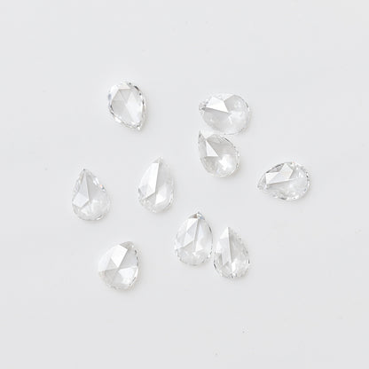 1.04 Carat White Pear Rose Cut FG Color VS Clarity 9 PCS