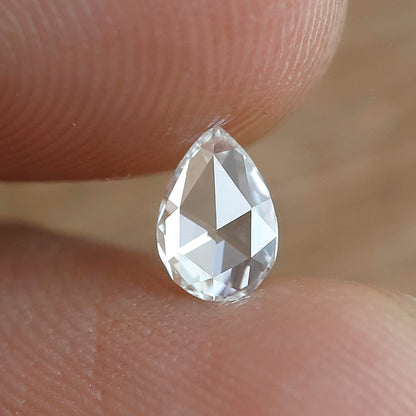 0.29 Carat White Pear Rose Cut Diamond GH VS Clarity 5 MM