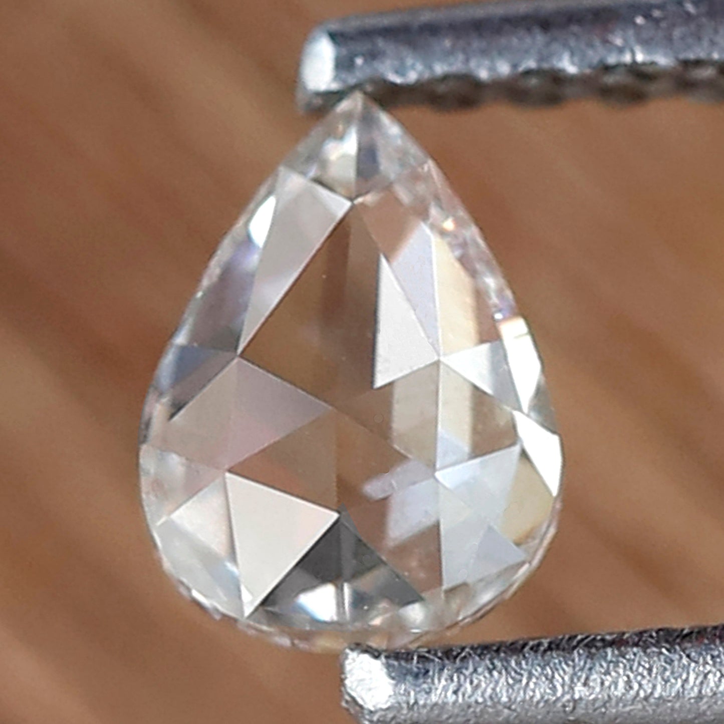 0.33 Carat White Pear Rose Cut GH Color VS Clarity Diamond