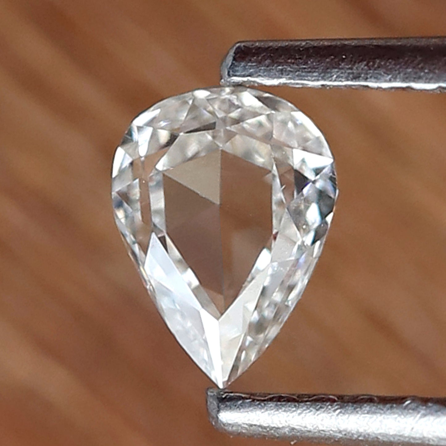 0.33 Carat White Pear Rose Cut GH Color VS Clarity Diamond