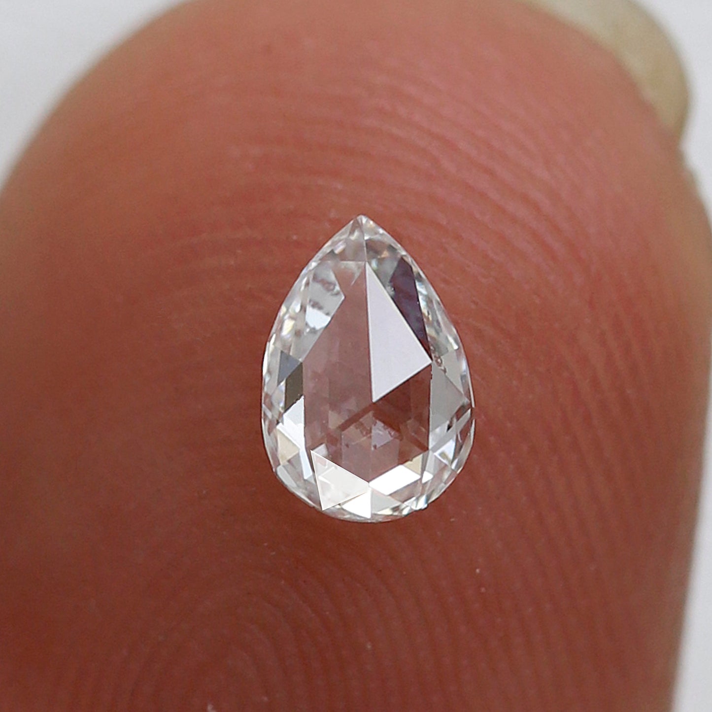 0.33 Carat White Pear Rose Cut E Color VS Clarity Diamond