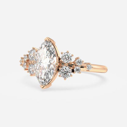 18k Gold 1ct D VVS1 Marquise Engagement Ring Celeste