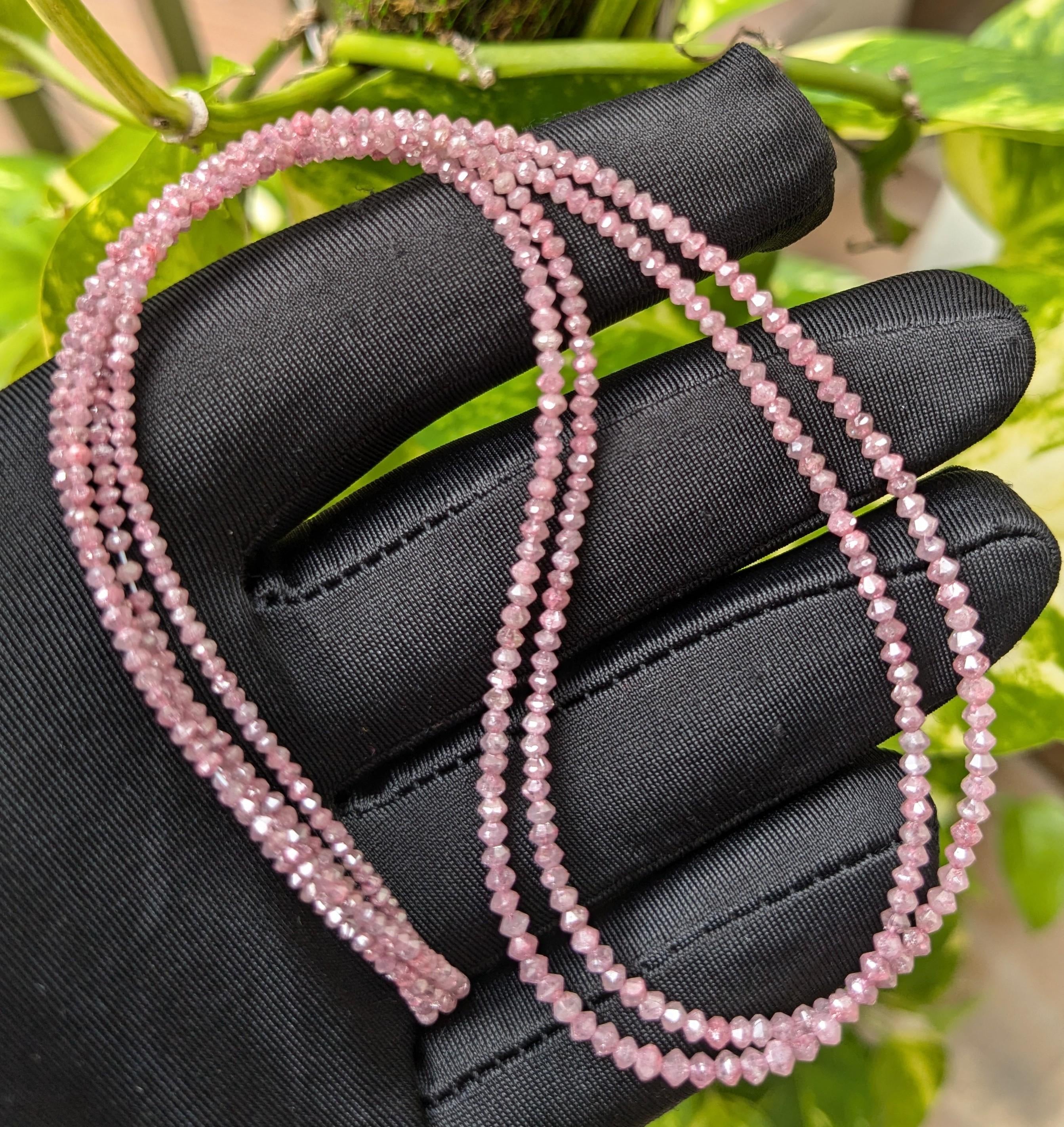 AAA+ Quality Natural Pink Champagne Diamond Faceted Natural Beads