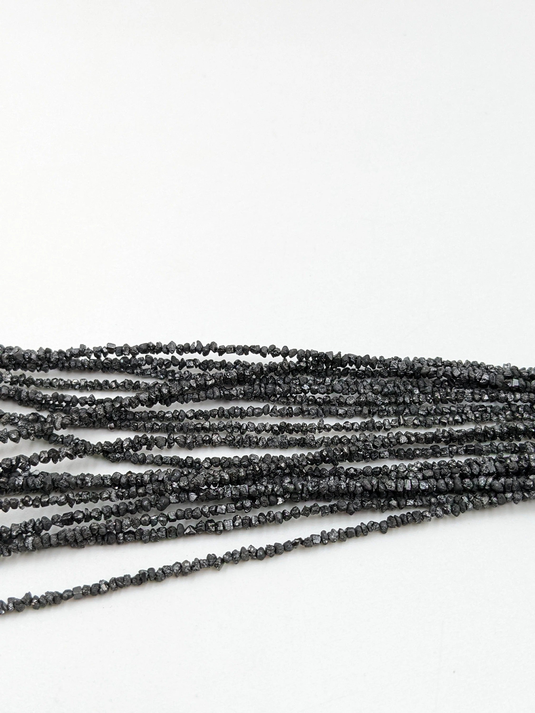15 inch AAA+ Black Diamond Beads Raw Uncut Diamond Beads 2-3mm