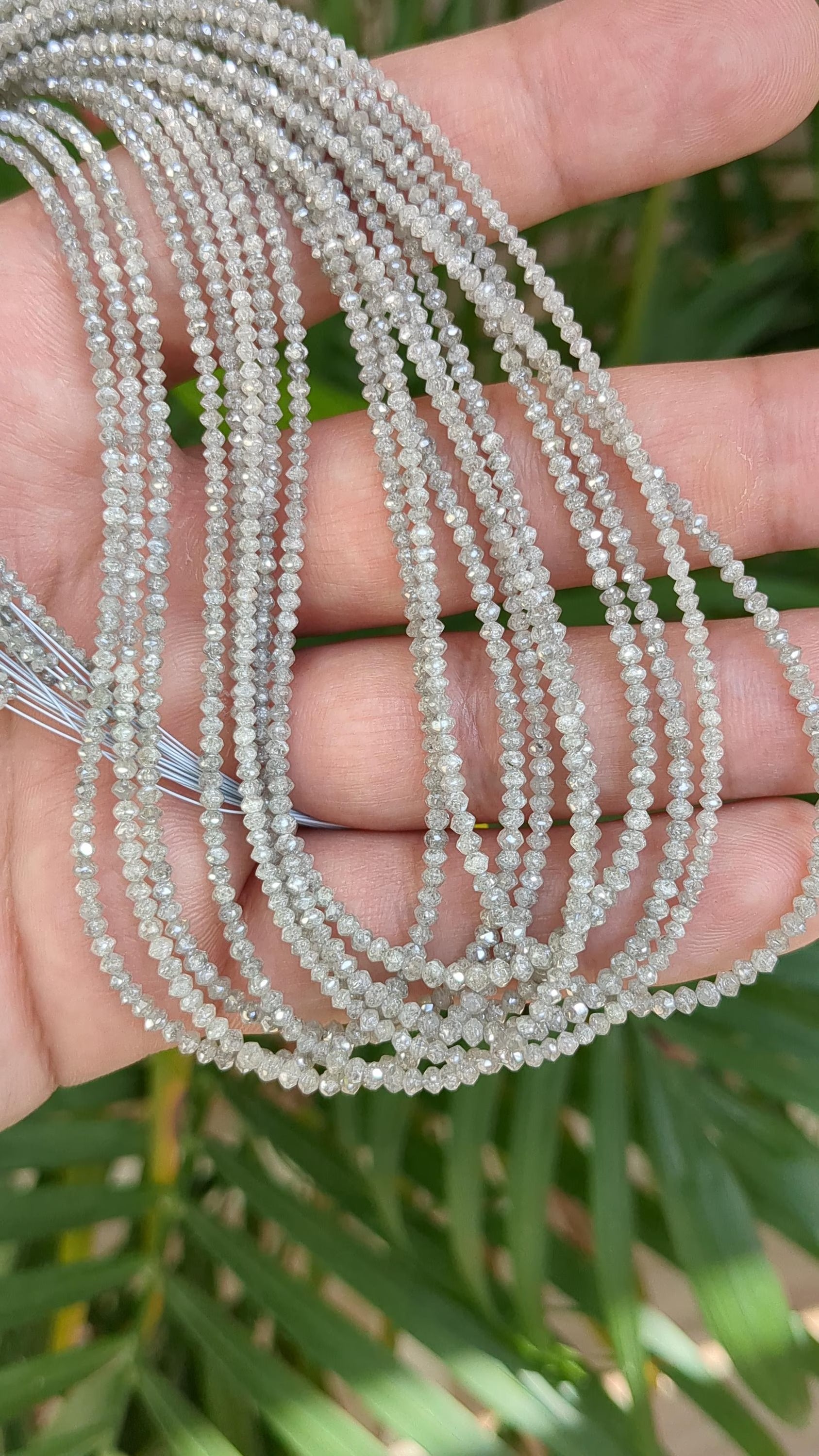 15 Inch Strand AAA+ White Diamond Beads Faceted Rondelle Beads