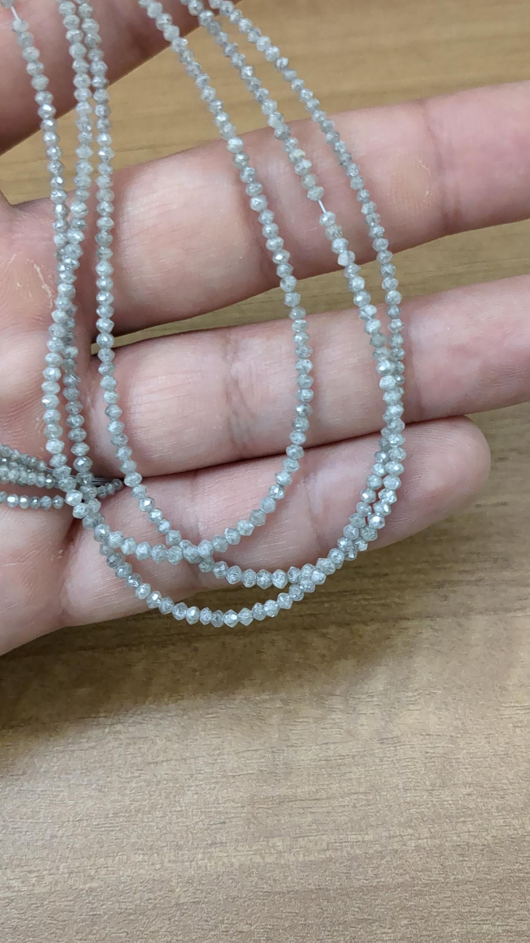 15 Inch Strand AAA+ White Diamond Beads Faceted Rondelle Beads